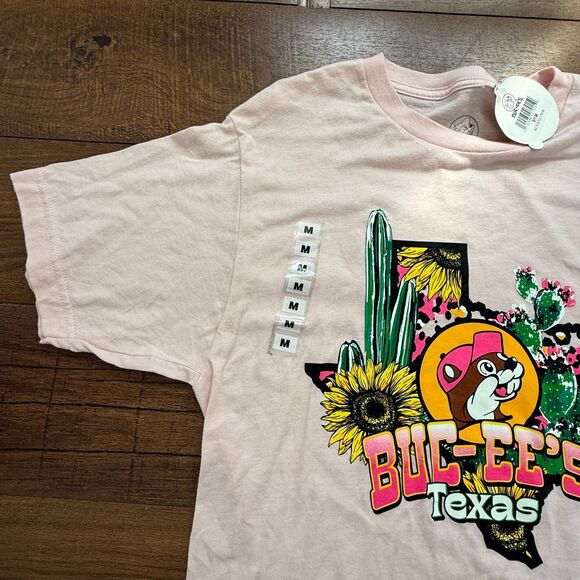 NWT Buc-ee's Shirt Mens M Cactus Pink Short Sleeve Texas Beaver Graphic Tee - Picture 5 of 11
